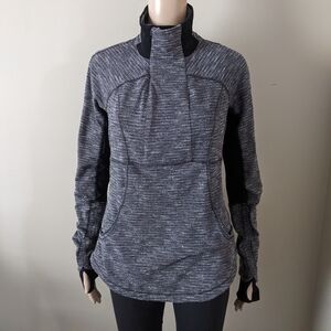 Lululemon Base Runner 1/2 Zipper Coco Pique Black Sweater, Women's 8